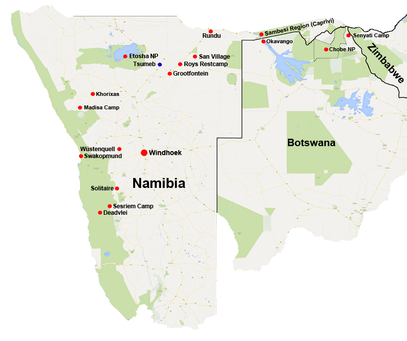 Karte Namibia und Botswana