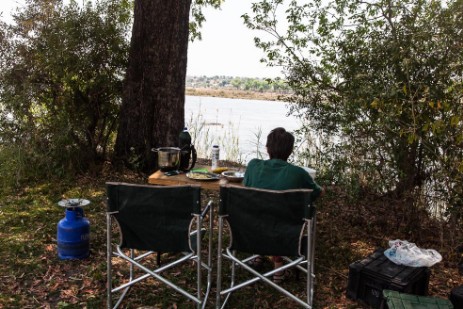 Blick auf Okavango im Ngepi Camp